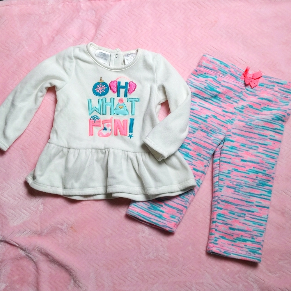 Koala Kids 6-9m Fleece peplum outfit